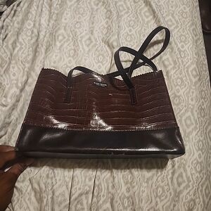 Kate Spade Rich Brown Croc-Embossed Tote
